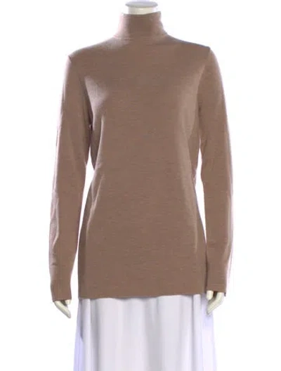 Pre-owned Tory Burch Wool Turtleneck Sweater In Brown