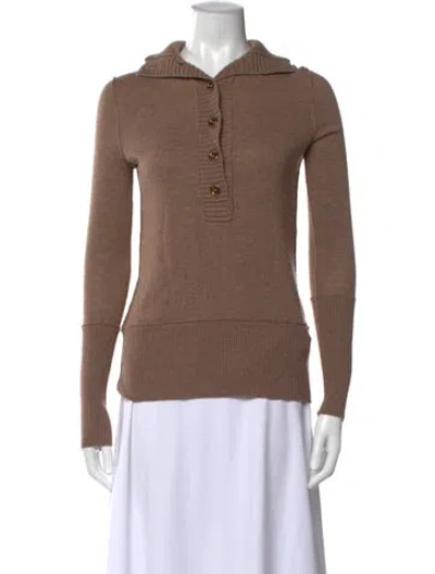 Pre-owned Tory Burch Wool Turtleneck Sweater In Brown