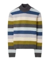 Tory Burch Wool Turtleneck Sweater In Graphite Polychromatic Stripe