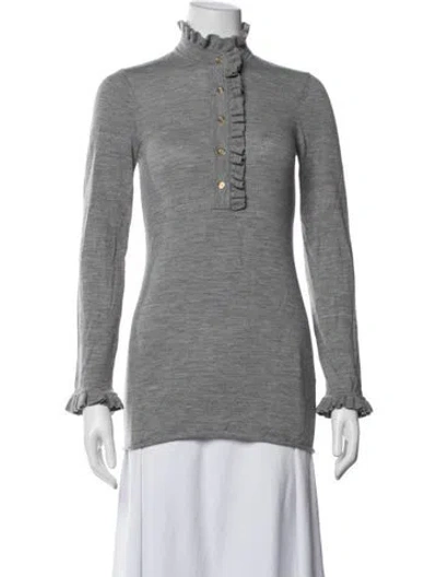 Pre-owned Tory Burch Wool Turtleneck Sweater In Grey