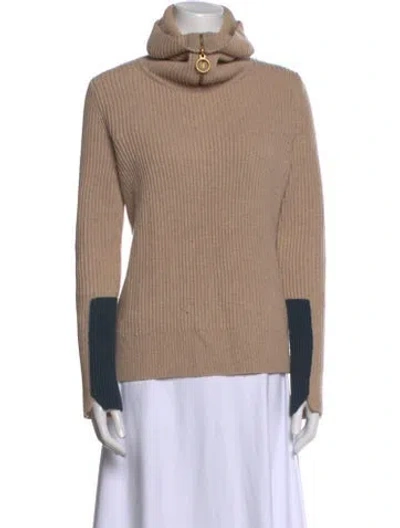 Pre-owned Tory Burch Wool Turtleneck Sweater In Neutral