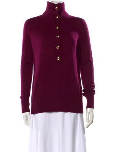Pre-owned Tory Burch Wool Turtleneck Sweater In Purple