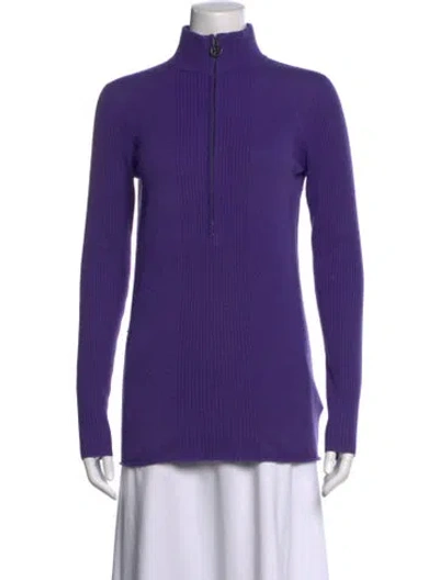 Pre-owned Tory Burch Wool Turtleneck Sweater In Purple