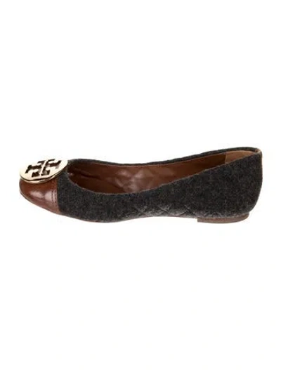 Pre-owned Tory Burch Wool Tweed Pattern Ballet Flats In Grey