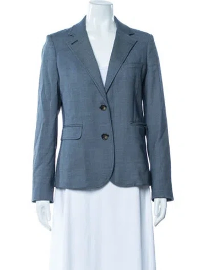 Pre-owned Tory Burch Wool Tweed Pattern Blazer In Blue