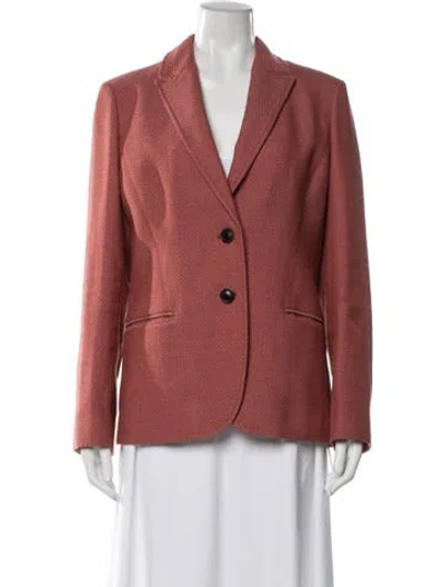 Pre-owned Tory Burch Wool Tweed Pattern Blazer In Orange