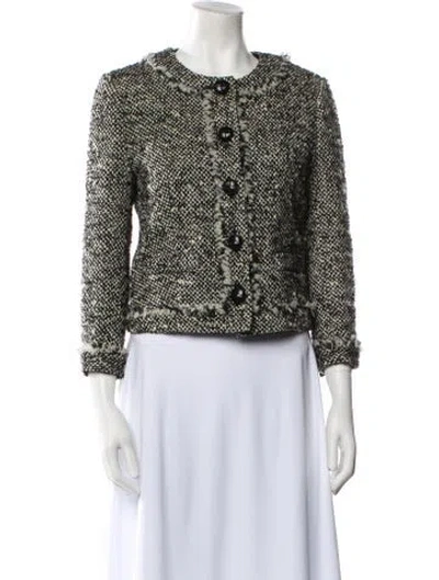 Pre-owned Tory Burch Wool Tweed Pattern Evening Jacket In Blue