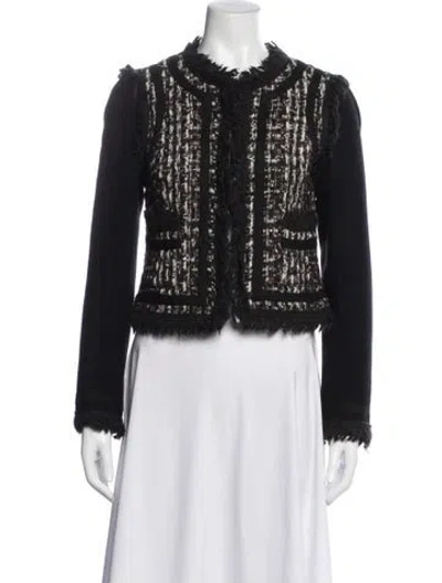 Pre-owned Tory Burch Wool Tweed Pattern Jacket In Black