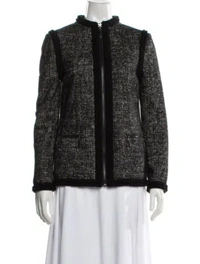 Pre-owned Tory Burch Wool Tweed Pattern Jacket In Black