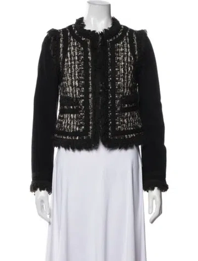 Pre-owned Tory Burch Wool Tweed Pattern Jacket In Black/neutrals