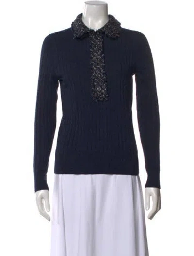 Pre-owned Tory Burch Wool Tweed Pattern Sweater