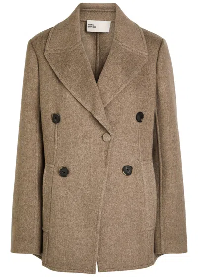 Tory Burch Wool-twill Jacket In Neutral