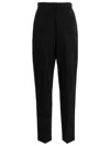Tory Burch High Waist Wool Twill Trousers With Pleats In Black