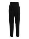 Tory Burch High Waist Wool Twill Trousers With Pleats In Negro
