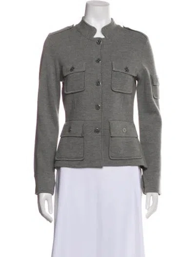 Pre-owned Tory Burch Wool Utility Jacket In Gray