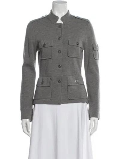Pre-owned Tory Burch Wool Utility Jacket In Gray