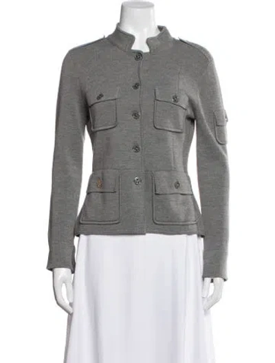 Pre-owned Tory Burch Wool Utility Jacket In Gray