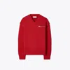 Tory Burch Wool V-neck Sweater In Red
