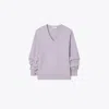 Tory Burch Wool V-neck Sweater In Lavender Dusk