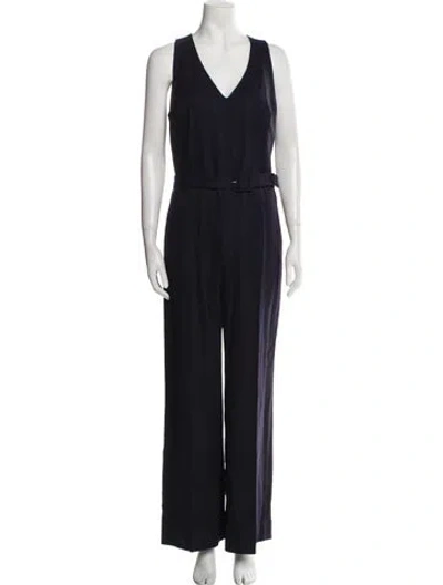 Pre-owned Tory Burch Wool V-neck Jumpsuit In Blue