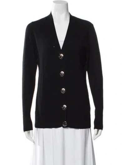 Pre-owned Tory Burch Wool V-neck Sweater In Black