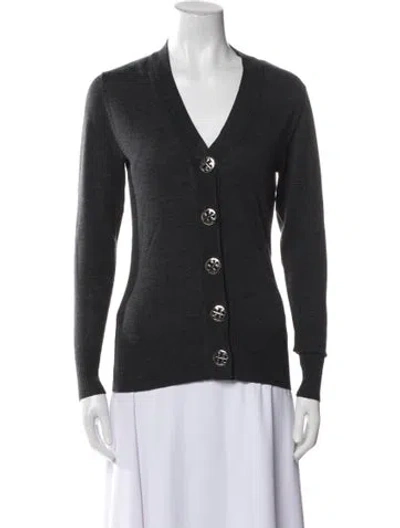 Pre-owned Tory Burch Wool V-neck Sweater In Black
