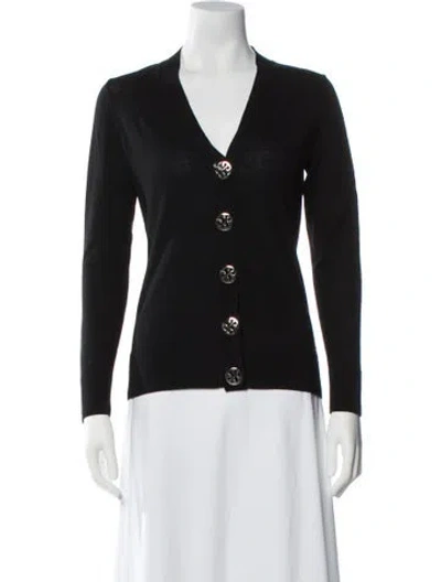 Pre-owned Tory Burch Wool V-neck Sweater In Black