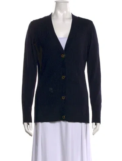 Pre-owned Tory Burch Wool V-neck Sweater In Black