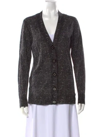 Pre-owned Tory Burch Wool V-neck Sweater In Black