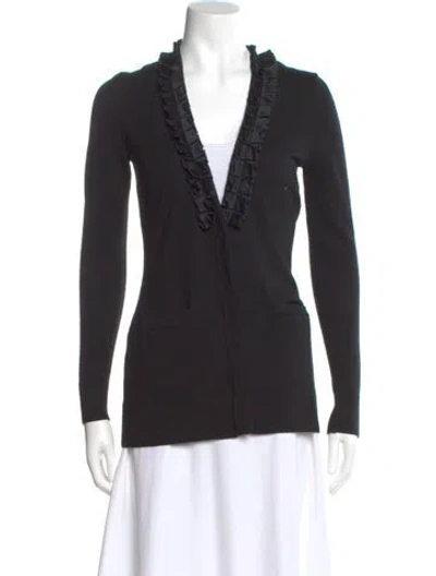 Pre-owned Tory Burch Wool V-neck Sweater In Black