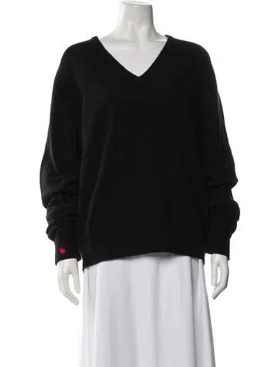 Pre-owned Tory Burch Wool V-neck Sweater In Black