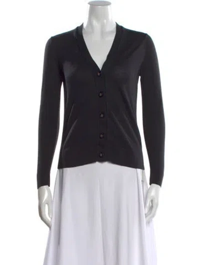Pre-owned Tory Burch Wool V-neck Sweater In Black