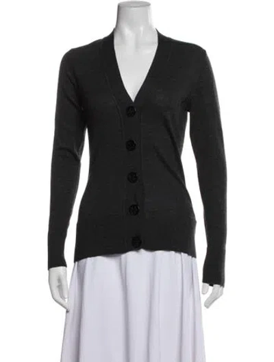 Pre-owned Tory Burch Wool V-neck Sweater In Black