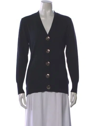 Pre-owned Tory Burch Wool V-neck Sweater In Gray