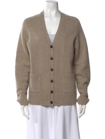 Pre-owned Tory Burch Wool V-neck Sweater In Neutral
