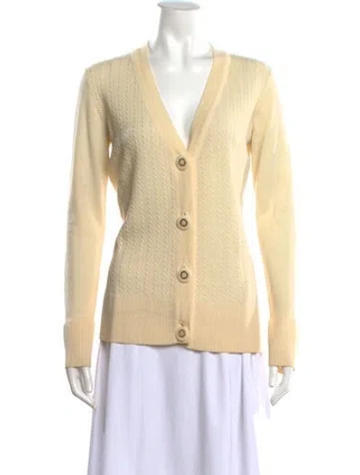 Pre-owned Tory Burch Wool V-neck Sweater In Neutral