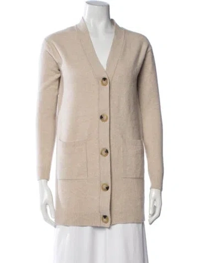 Pre-owned Tory Burch Wool V-neck Sweater In Neutrals