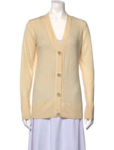 Pre-owned Tory Burch Wool V-neck Sweater In Neutrals