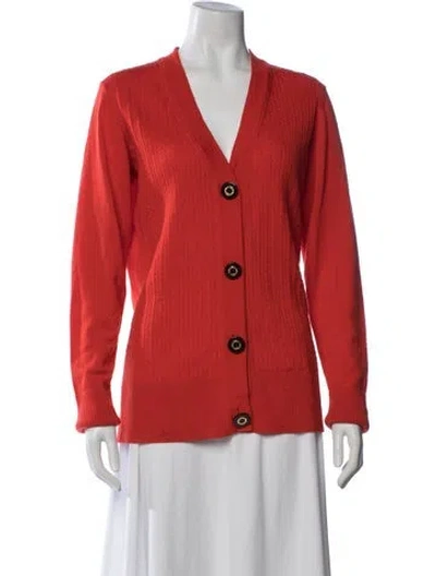 Pre-owned Tory Burch Wool V-neck Sweater In Orange