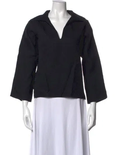 Pre-owned Tory Burch Wool V-neck Top In Black