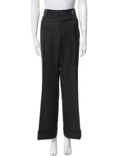 Pre-owned Tory Burch Wool Wide Leg Pants In Black