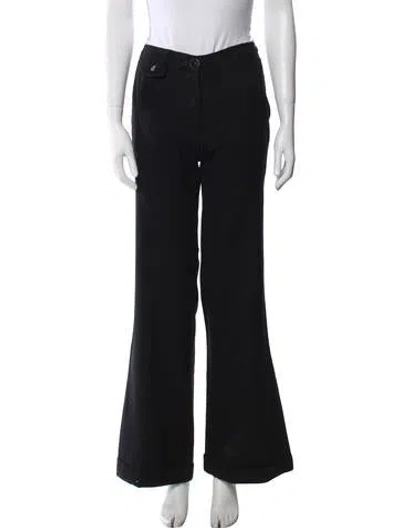 Pre-owned Tory Burch Wool Wide Leg Pants In Black