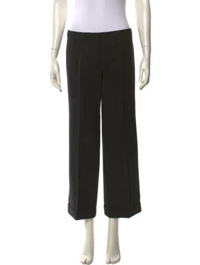 Pre-owned Tory Burch Wool Wide Leg Pants In Black