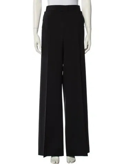 Pre-owned Tory Burch Wool Wide Leg Pants In Black