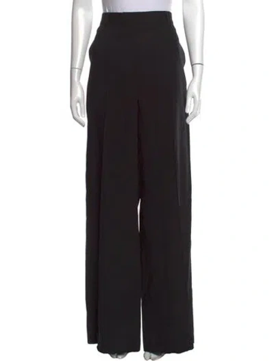 Pre-owned Tory Burch Wool Wide Leg Pants In Black
