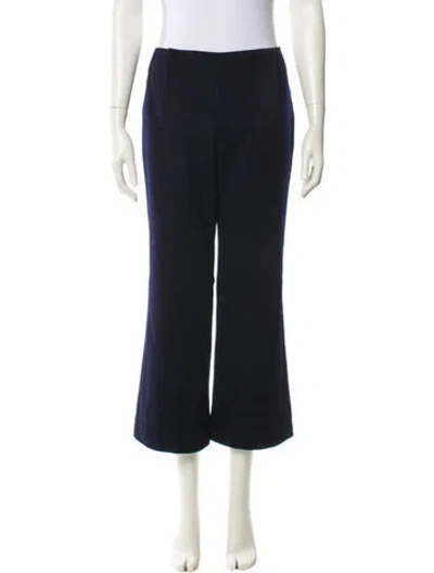 Pre-owned Tory Burch Wool Wide Leg Pants In Black