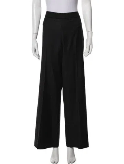 Pre-owned Tory Burch Wool Wide Leg Pants In Black