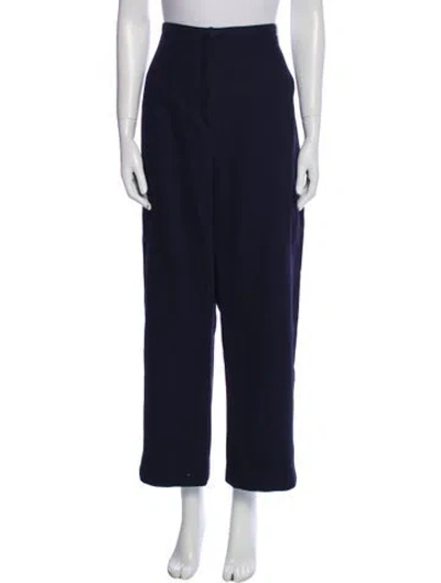 Pre-owned Tory Burch Wool Wide Leg Pants In Blue