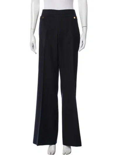 Pre-owned Tory Burch Wool Wide Leg Pants In Blue