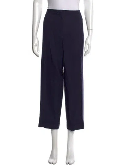Pre-owned Tory Burch Wool Wide Leg Pants In Blue